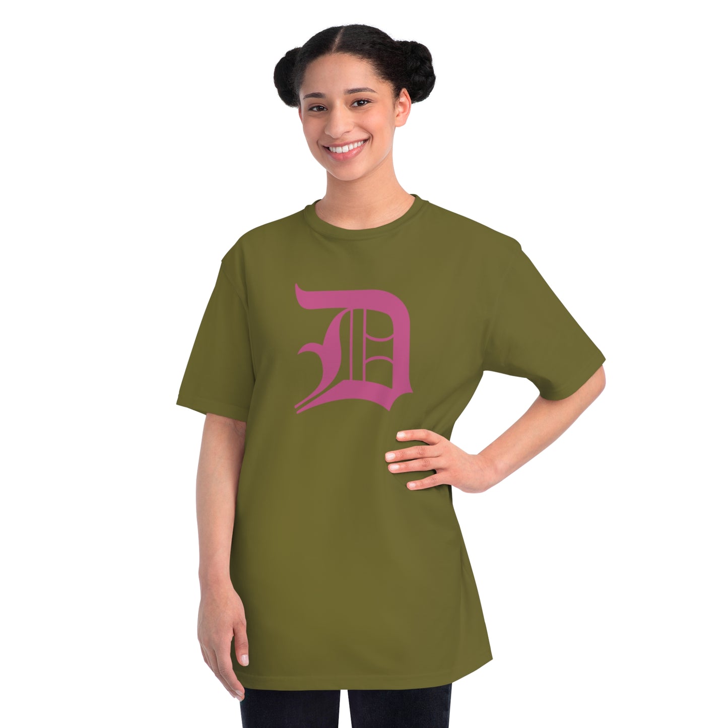 Detroit 'Old English D' T-Shirt (Apple Blossom Pink) | Unisex Organic