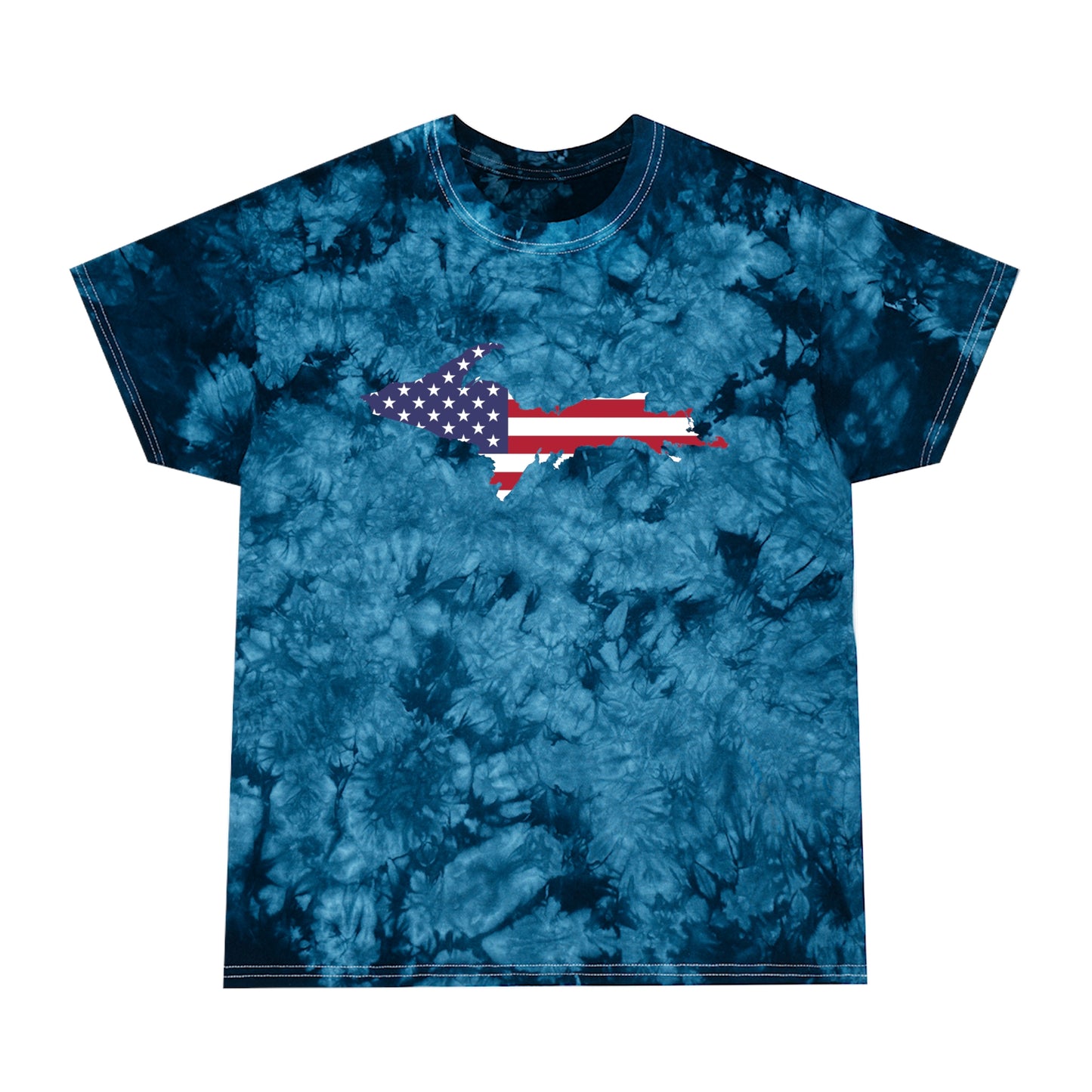 Michigan Upper Peninsula Tie-Dye T-Shirt (w/ UP USA Flag) | Unisex Crystal