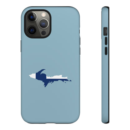 Michigan Upper Peninsula Tough Phone Case (Opal Blue w/ UP Finland Flag Outline) | Apple iPhone