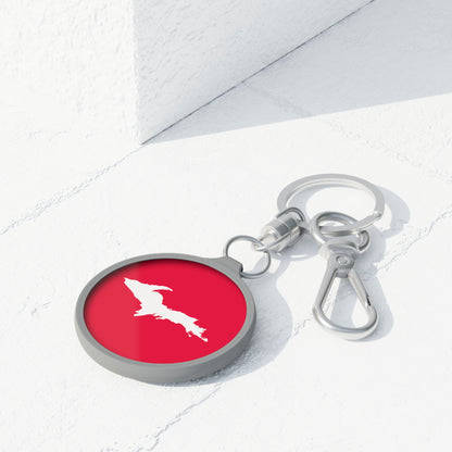 Michigan Upper Peninsula Keyring (w/ UP Outline) | Lighthouse Red