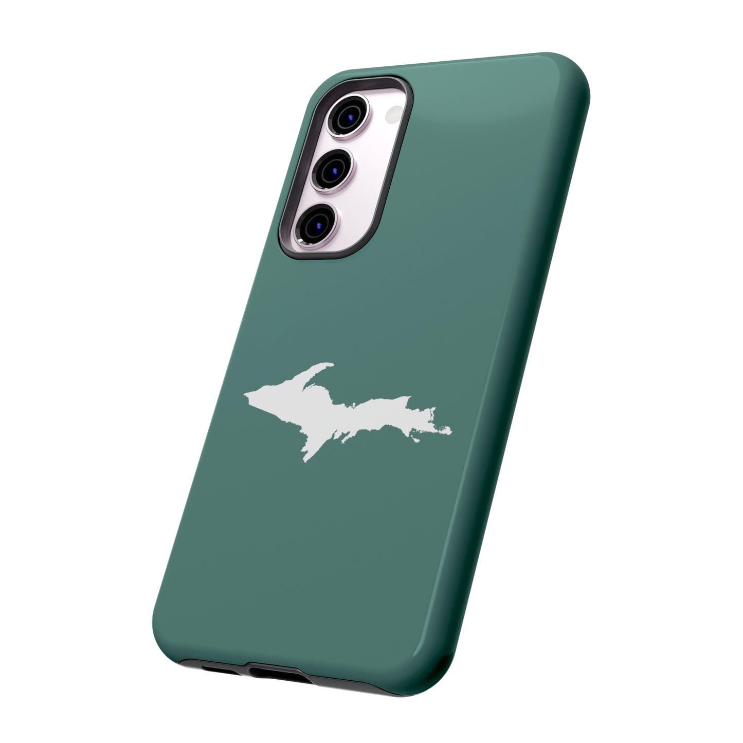 Michigan Upper Peninsula Tough Phone Case (Copper Green w/ UP Outline) | Samsung & Pixel Android