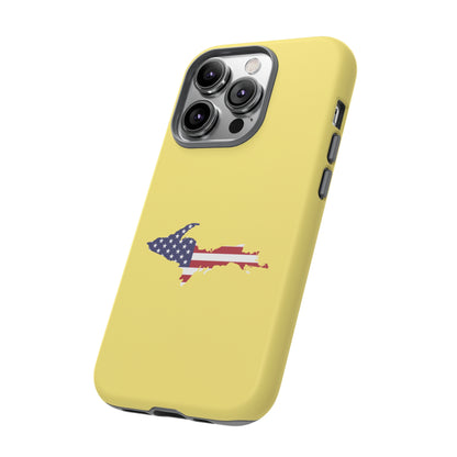 Michigan Upper Peninsula Tough Phone Case (Yellow Cherry Color w/ UP USA Outline) | Apple iPhone