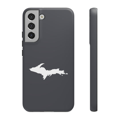 Michigan Upper Peninsula Tough Phone Case (Iron Ore Grey w/ UP Outline) | Samsung & Pixel Android