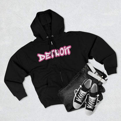 Detroit' Hoodie (Apple Blossom Pink Tag Font) | Unisex Full Zip