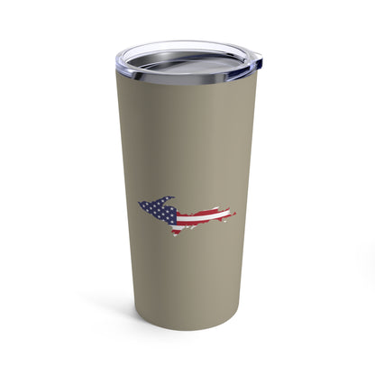 Michigan Upper Peninsula Tumbler (w/ UP USA Flag) | Petoskey Stone Beige - 20oz