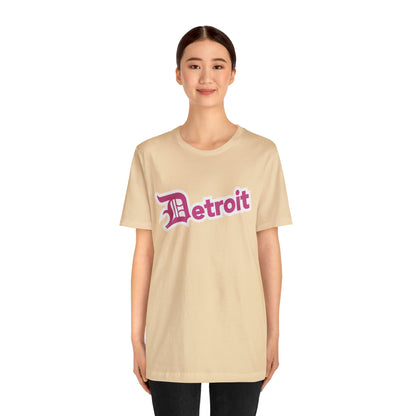 'Detroit' T-Shirt (Apple Blossom Pink w/ Old English 'D') | Unisex Standard