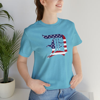 Detroit 'Old English D' T-Shirt (Patriotic Edition) | Unisex Standard