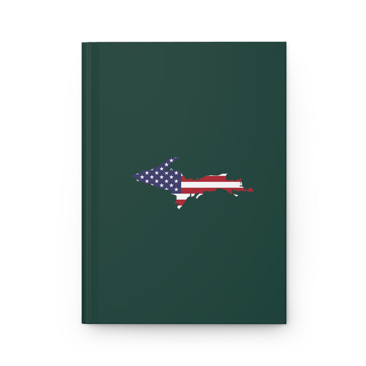 Michigan Upper Peninsula Hardcover Journal (w/ UP USA Flag) | Ruled - Laconic Green