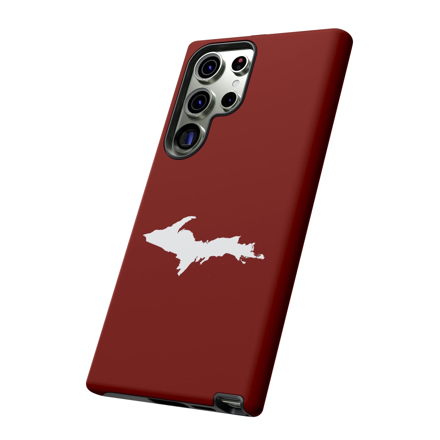 Michigan Upper Peninsula Tough Phone Case (Traverse Cherry Red w/ UP Outline) | Samsung & Pixel Android