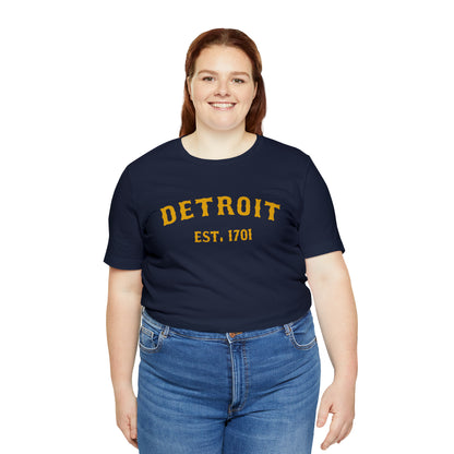 'Detroit EST. 1701' T-Shirt (Gold Ballpark Font) | Unisex Standard