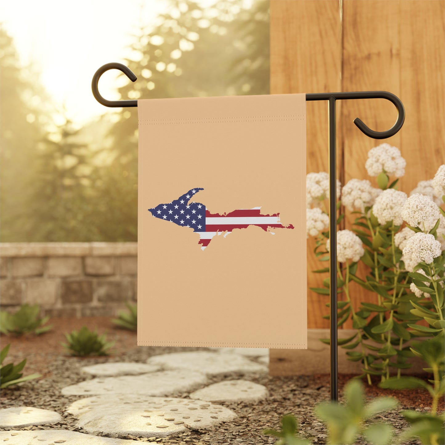 Michigan Upper Peninsula Home & Garden Flag (w/ UP USA Flag) | Pale Apricot