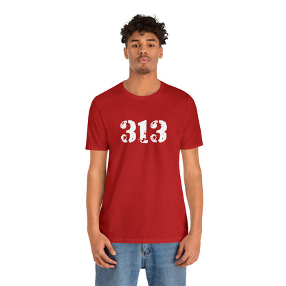 Detroit '313' T-Shirt (Distressed Stencil Font) | Unisex Standard Fit