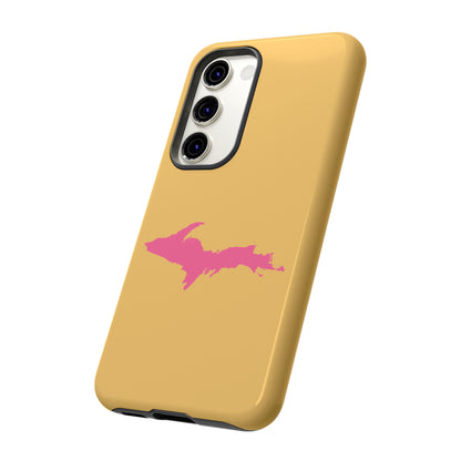 Michigan Upper Peninsula Tough Phone Case (Citrine w/ Pink UP Outline) | Samsung & Pixel Android