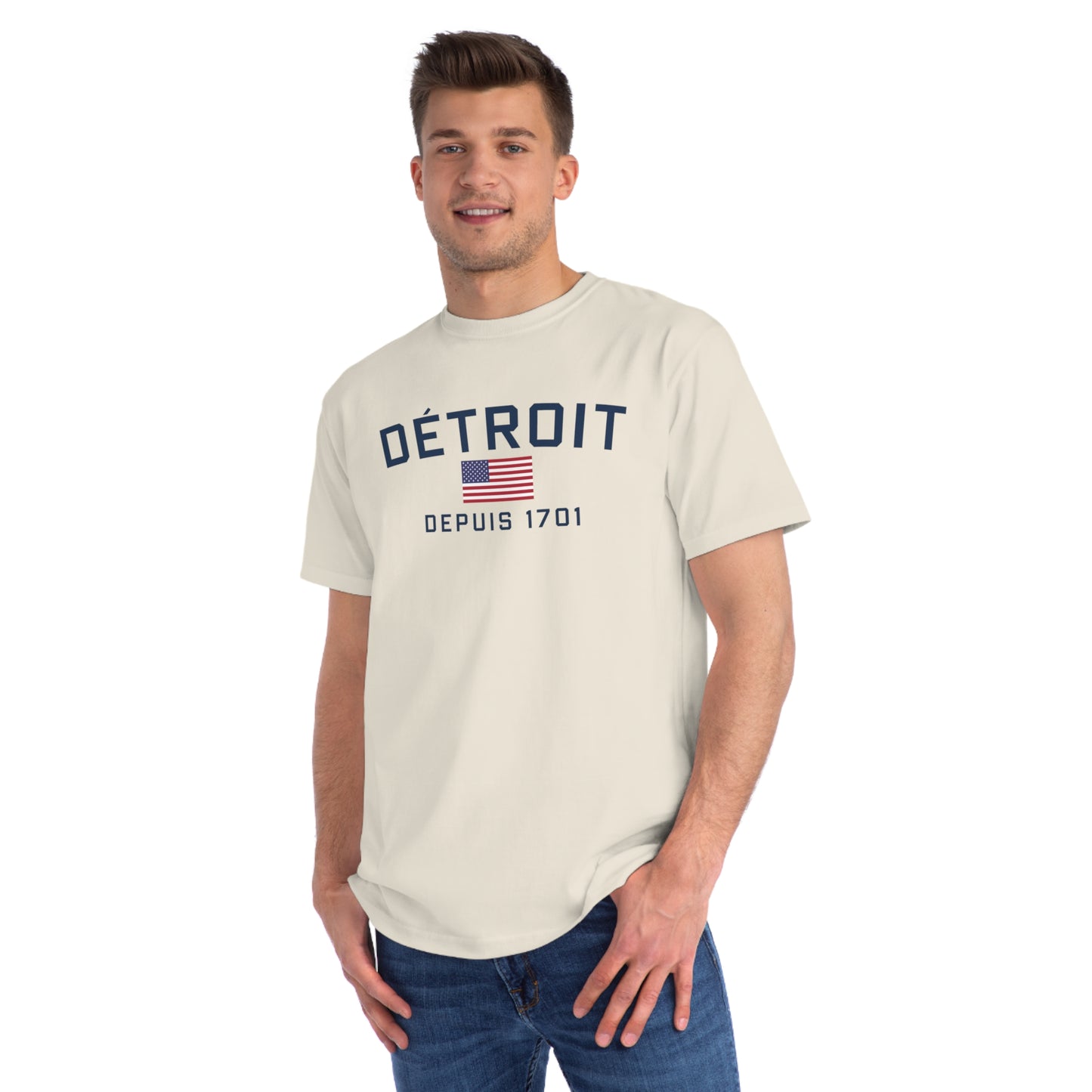 'Détroit Depuis 1701' T-Shirt (w/ USA Flag) | Unisex Organic