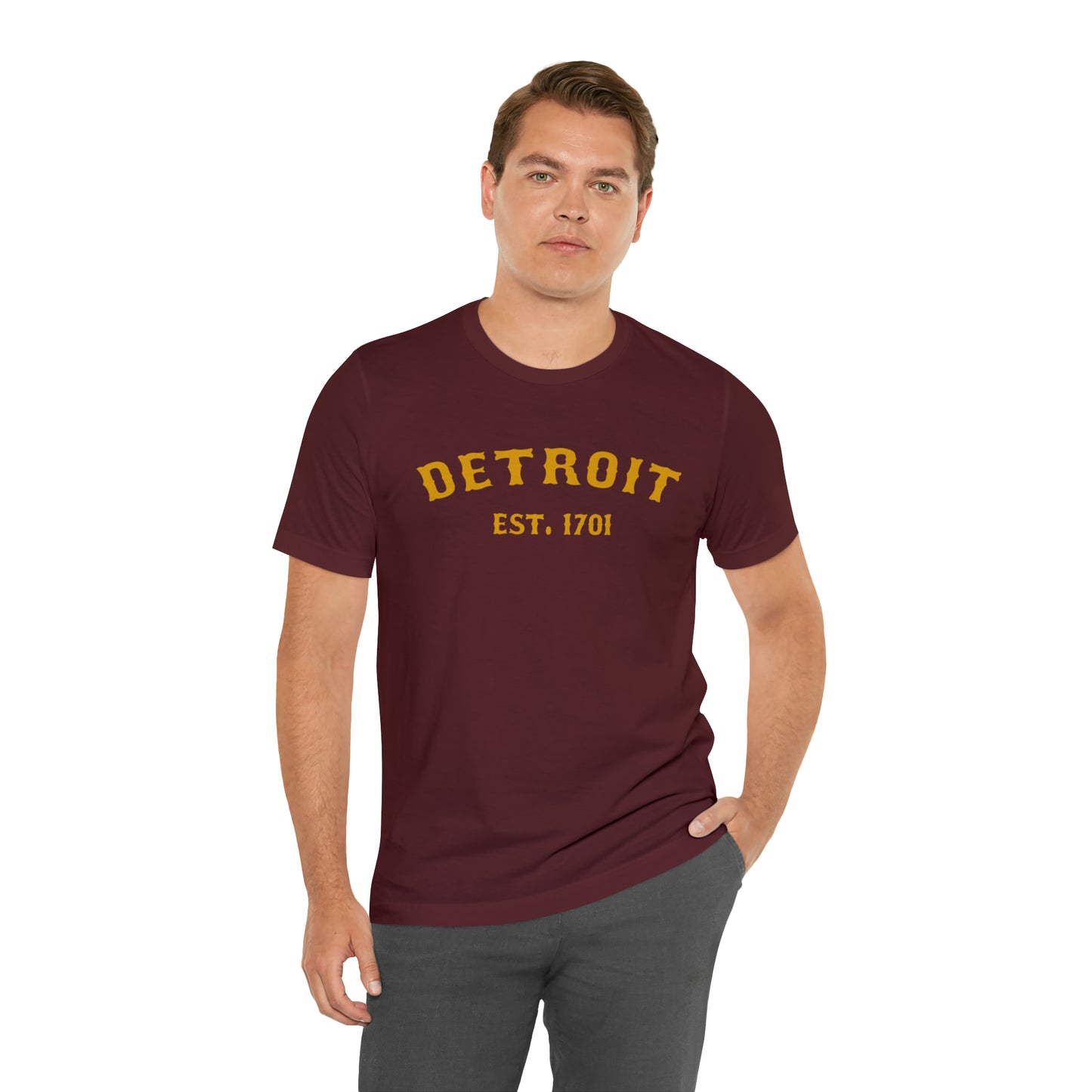 'Detroit EST. 1701' T-Shirt (Gold Ballpark Font) | Unisex Standard