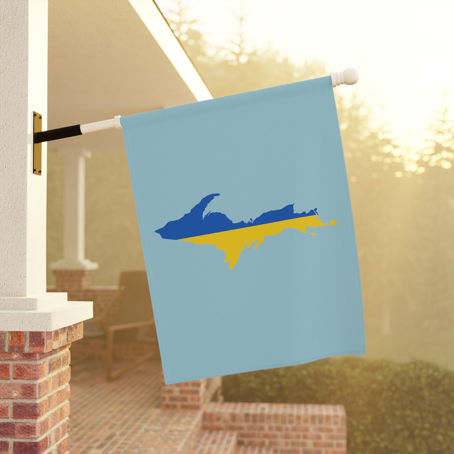 Michigan Upper Peninsula Home & Garden Flag (w/ UP Ukraine Flag) | '58 Caddie Blue