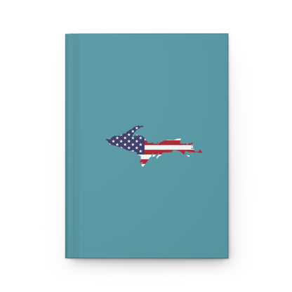 Michigan Upper Peninsula Hardcover Journal (w/ UP USA Flag) | Ruled - Lake Huron Blue