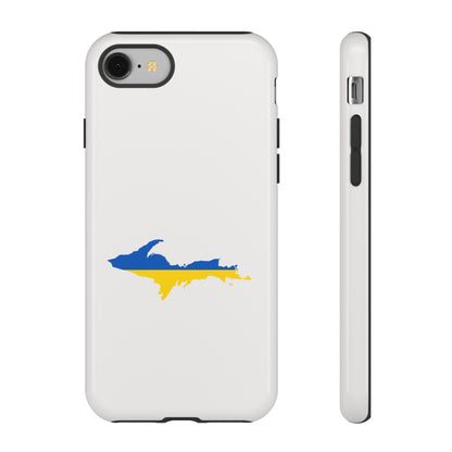 Michigan Upper Peninsula Tough Phone Case (Birch Bark White w/ UP Ukraine Flag Outline) | Apple iPhone