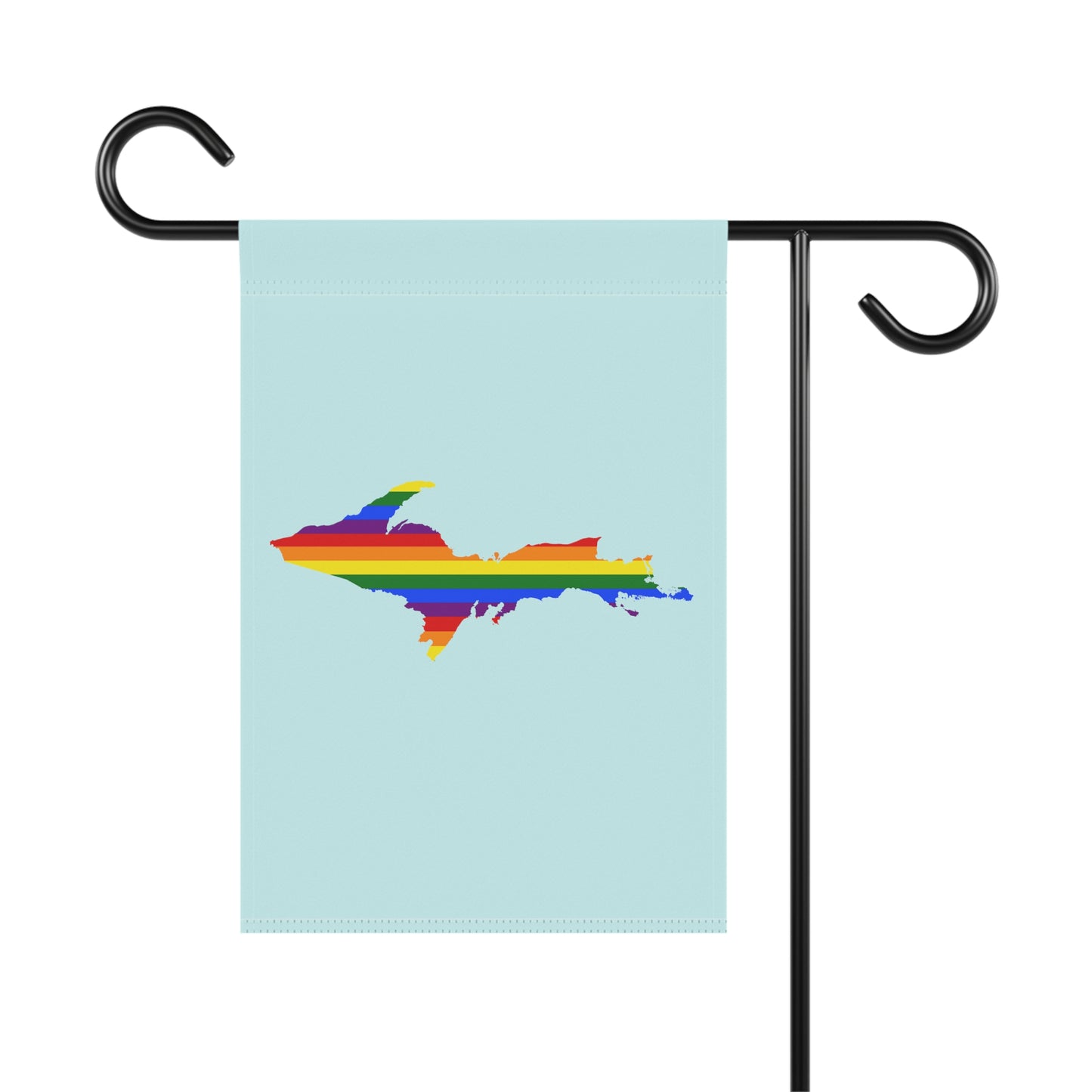 Michigan Upper Peninsula Home & Garden Flag (w/ UP Rainbow Pride Flag) | Cyan