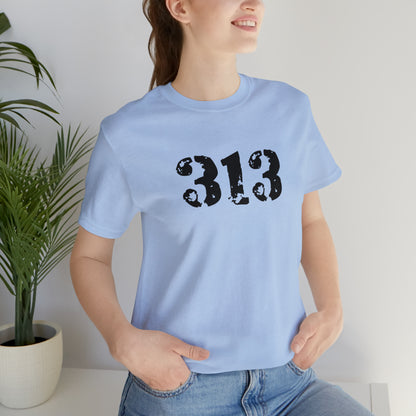 Detroit '313' T-Shirt (Distressed Stencil Font) | Unisex Standard Fit