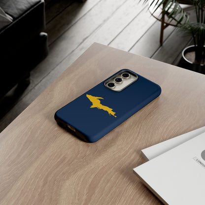 Michigan Upper Peninsula Tough Phone Case (Navy w/ Gold UP Outline) | Samsung & Pixel Android