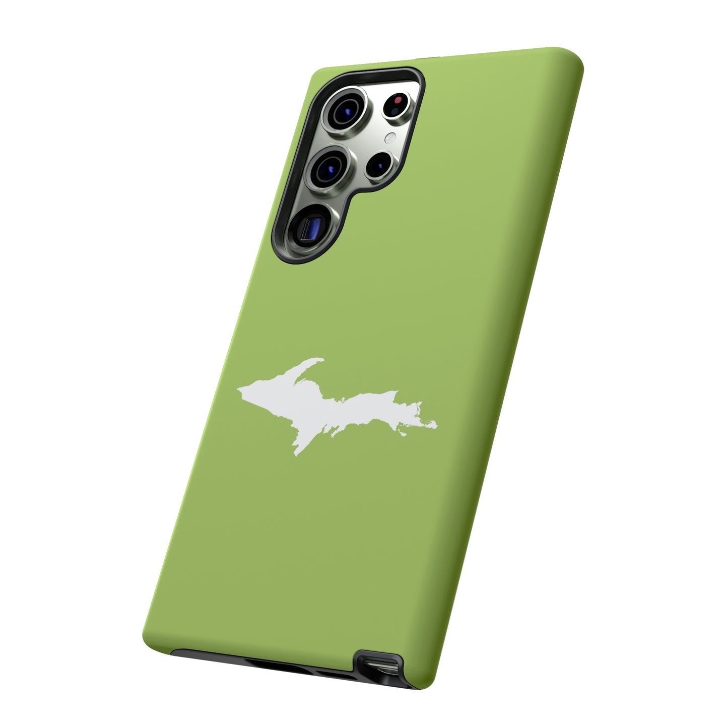 Michigan Upper Peninsula Tough Phone Case (Gooseberry Green w/ UP Outline) | Samsung & Pixel Android