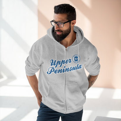 Upper Peninsula EST 1837' Hoodie (Lake Superior Blue Script Font) | Unisex Full Zip