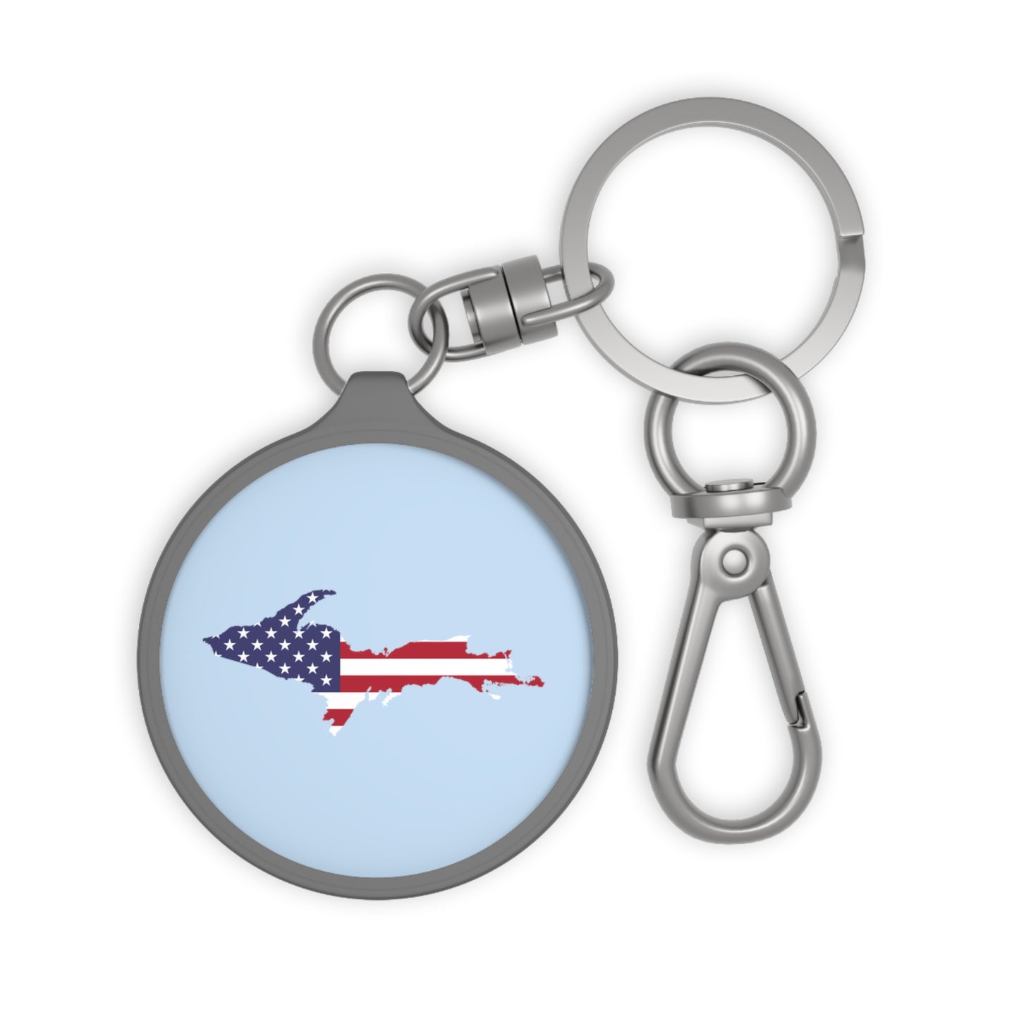 Michigan Upper Peninsula Keyring (w/ UP USA Flag) | Light Blue