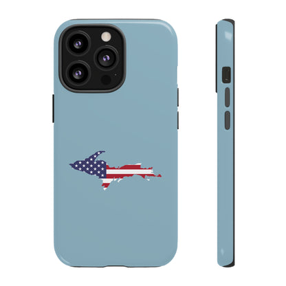 Michigan Upper Peninsula Tough Phone Case (Opal Blue w/ UP USA Flag Outline) | Apple iPhone