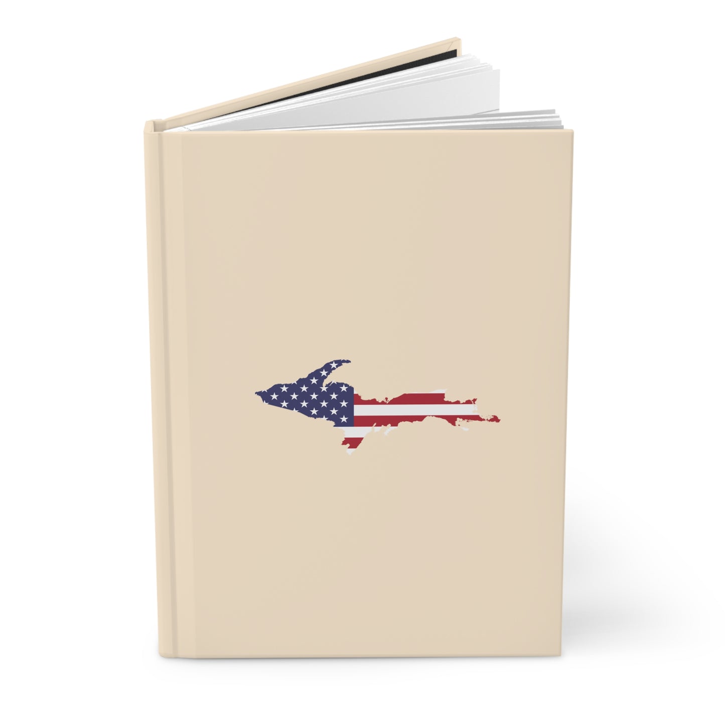 Michigan Upper Peninsula Hardcover Journal (w/ UP USA Flag) | Ruled - Champagne White