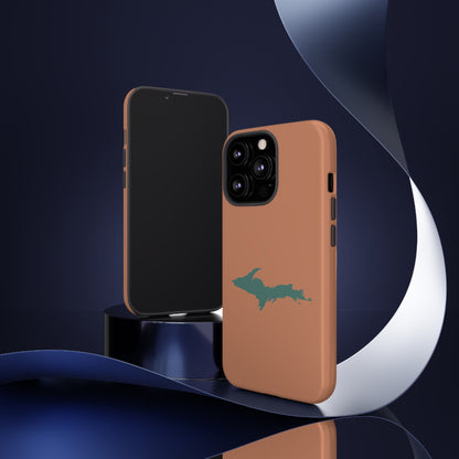 Michigan Upper Peninsula Tough Phone Case (Copper Color w/ Copper Green UP Outline) | Apple iPhone