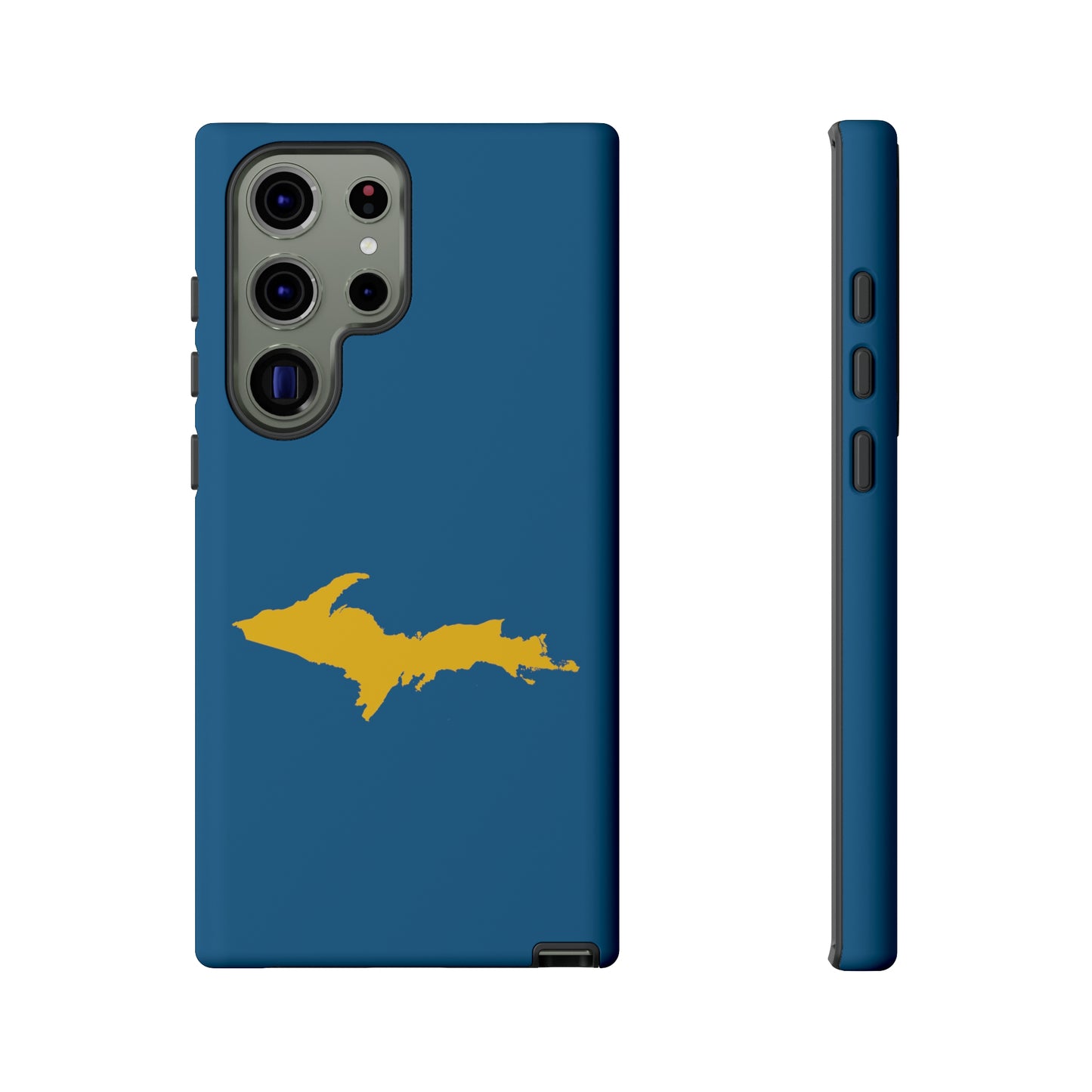 Michigan Upper Peninsula Tough Phone Case (Blueberry w/ Gold UP Outline) | Samsung & Pixel Android