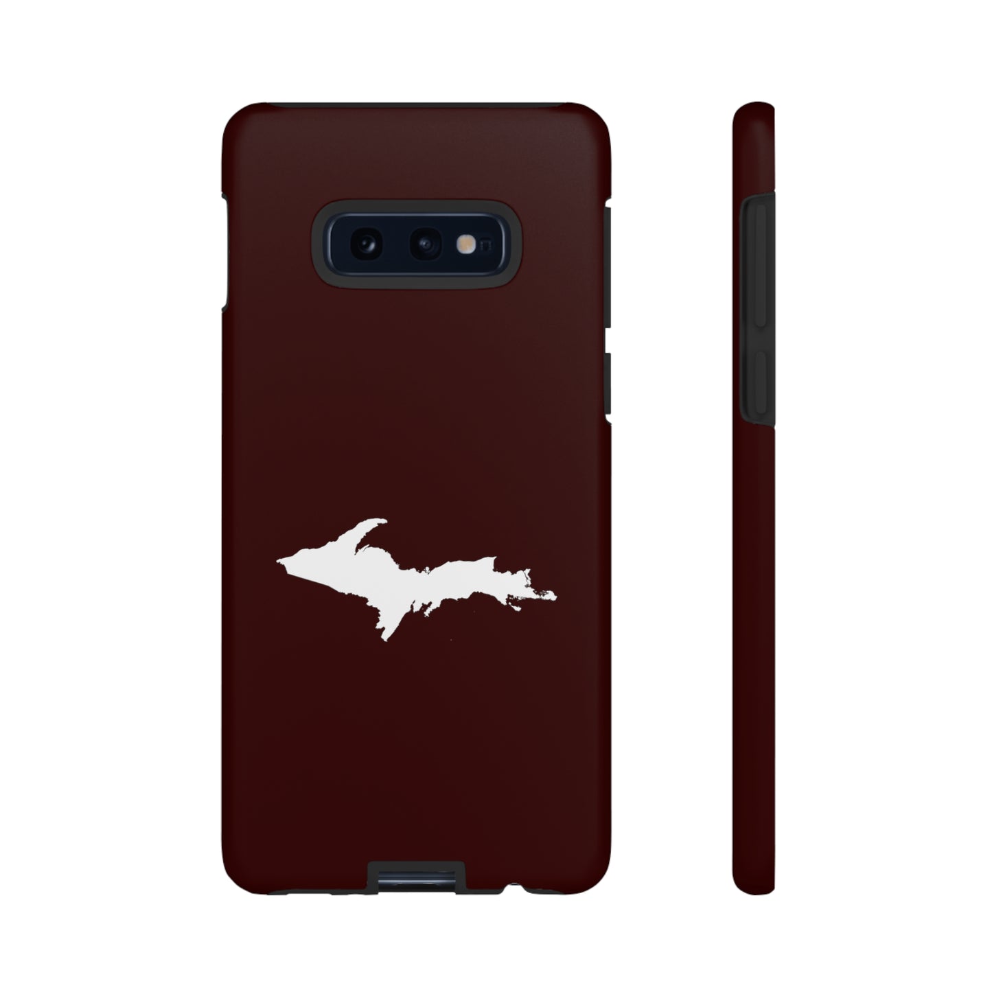 Michigan Upper Peninsula Tough Phone Case (Cherrywood Color w/ UP Outline) | Samsung & Pixel Android