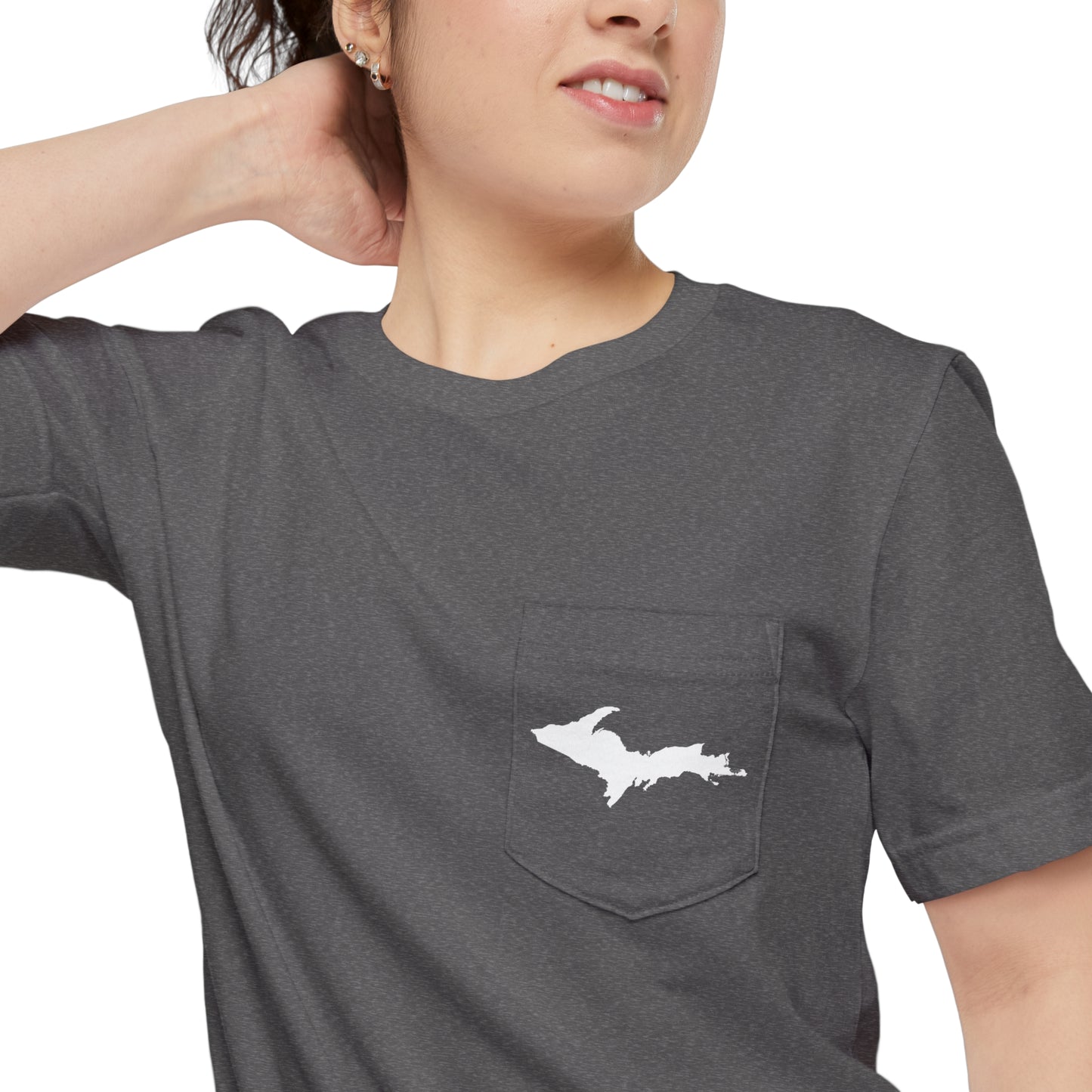 Michigan Upper Peninsula Pocket T-Shirt (w/ UP Outline) | Unisex Standard