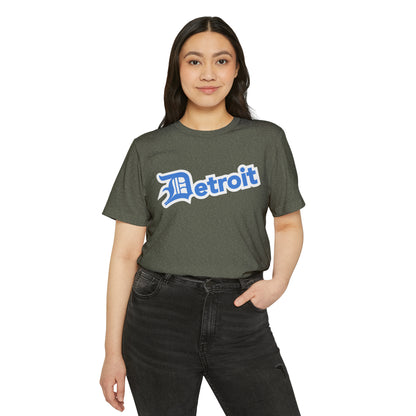 'Detroit' T-Shirt (Azure Old English 'D') | Unisex Recycled Organic