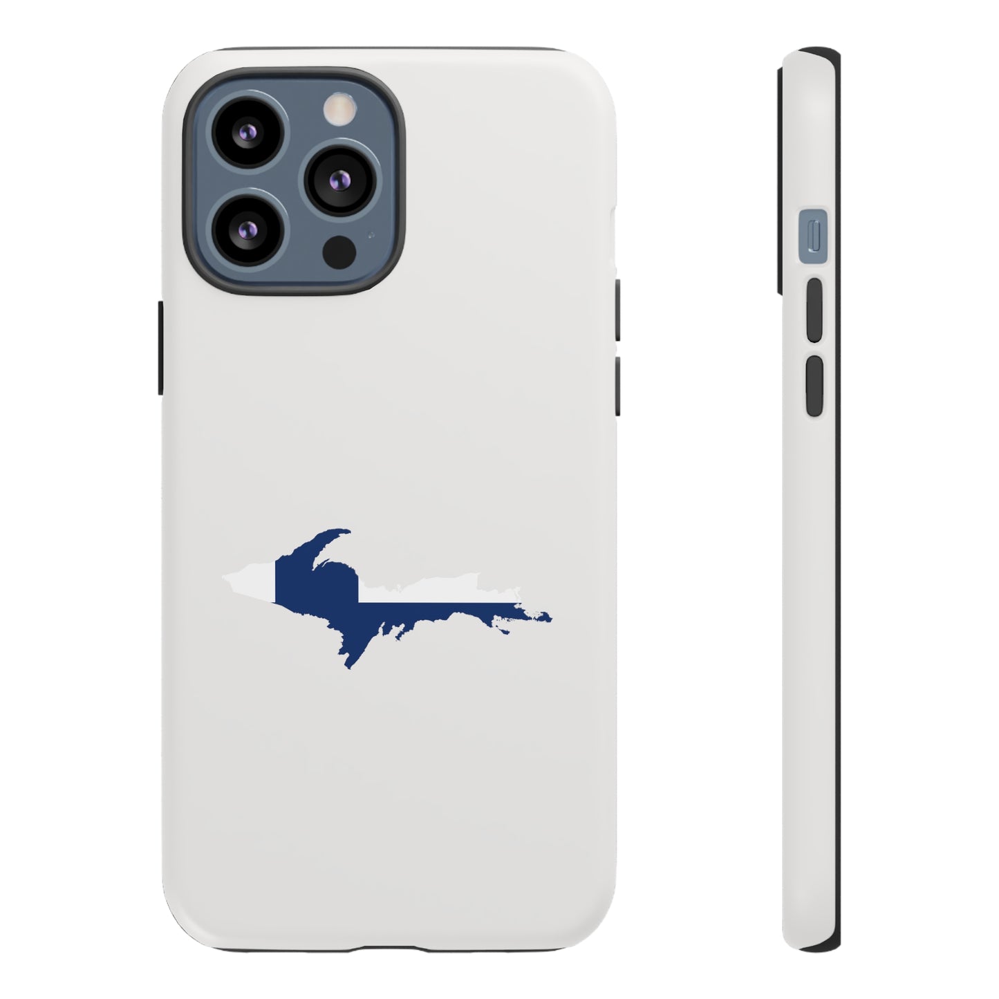 Michigan Upper Peninsula Tough Phone Case (Birch Bark White w/ UP Finland Flag Outline) | Apple iPhone