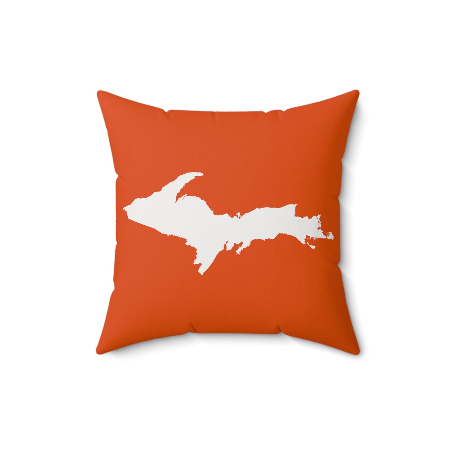 Michigan Upper Peninsula Accent Pillow (w/ UP Outline) | Maple Leaf Orange