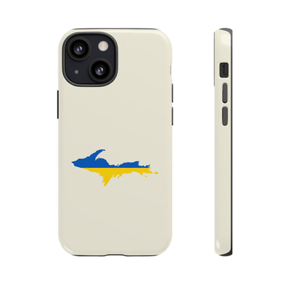 Michigan Upper Peninsula Tough Phone Case (Ivory Color w/ UP Ukraine Flag Outline) | Apple iPhone