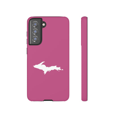 Michigan Upper Peninsula Tough Phone Case (Apple Blossom Pink w/ UP Outline) | Samsung & Pixel Android