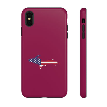 Michigan Upper Peninsula Tough Phone Case (Ruby Red w/ UP USA Flag Outline) | Apple iPhone