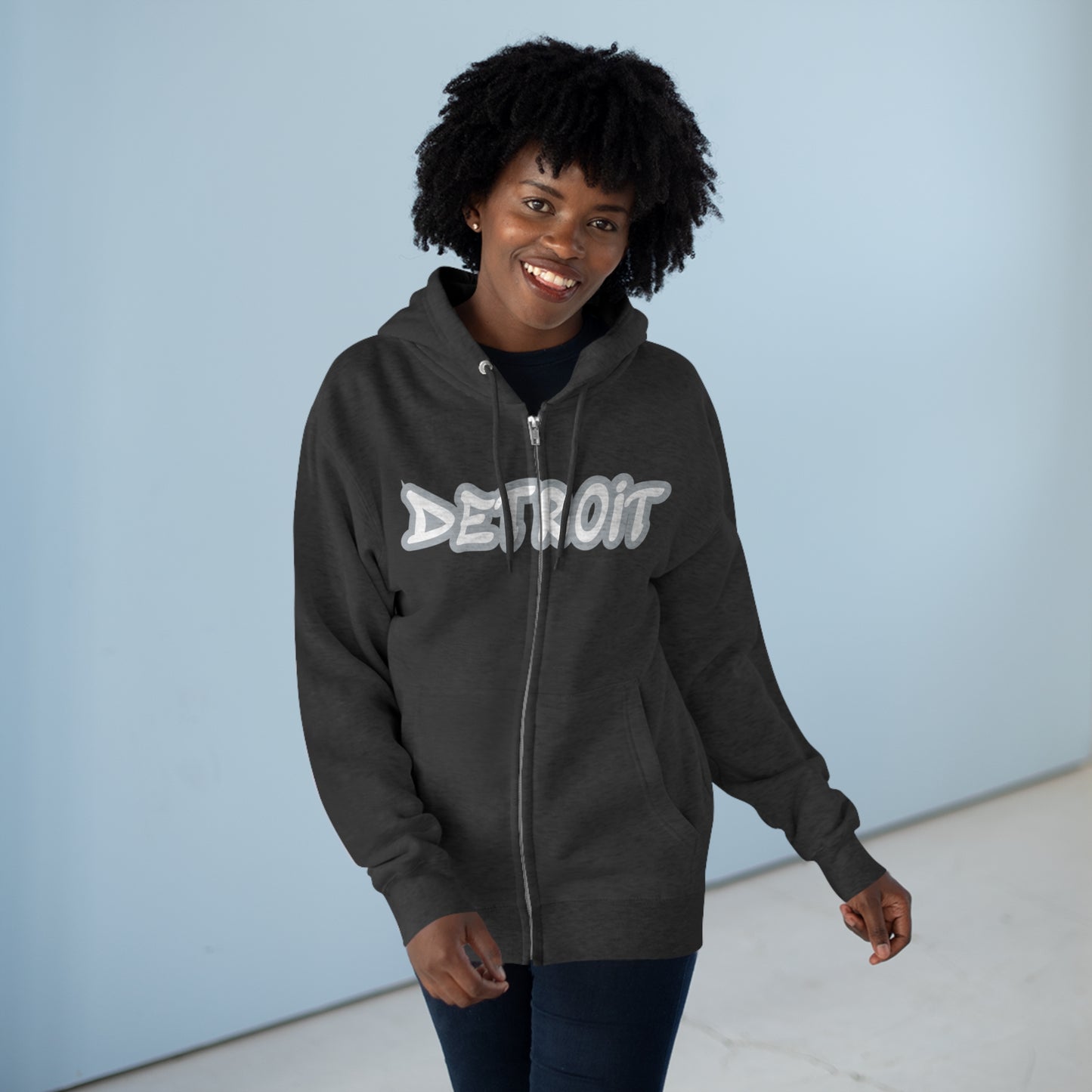 Detroit' Hoodie (Silver Tag Font) | Unisex Full Zip