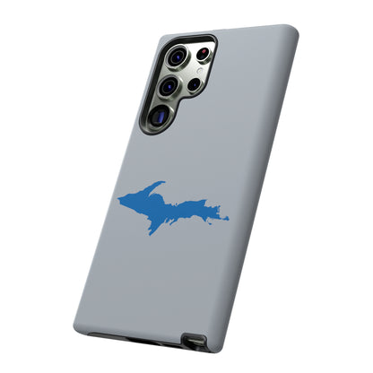 Michigan Upper Peninsula Tough Phone Case (Silver w/ Azure UP Outline) | Samsung & Pixel Android