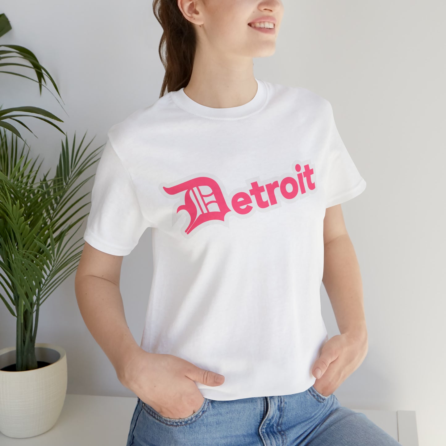 'Detroit' T-Shirt (Rhodochrosite Pink w/ Old English 'D') | Unisex Standard