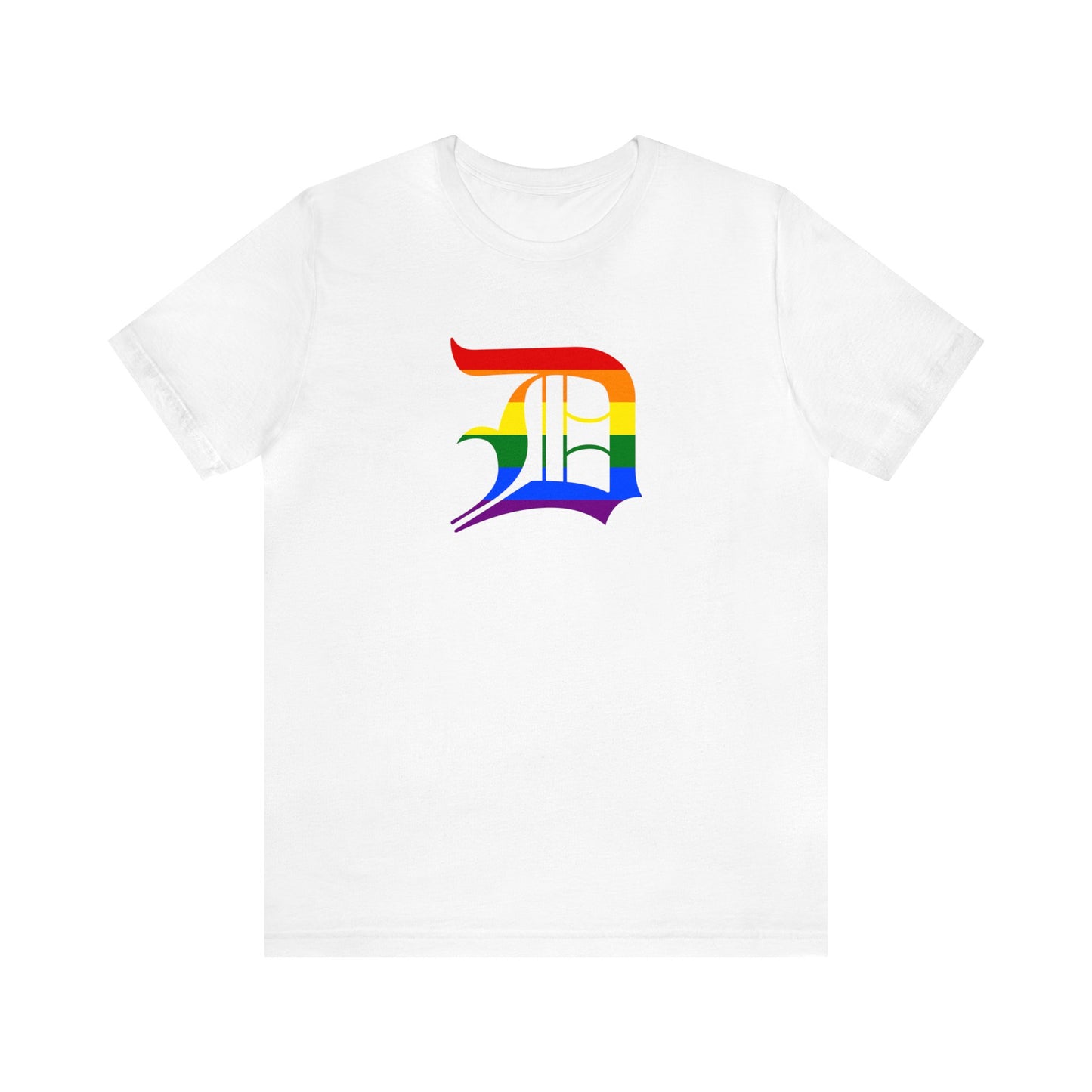 Detroit 'Old English D' T-Shirt (Rainbow Pride Edition) | Unisex Standard