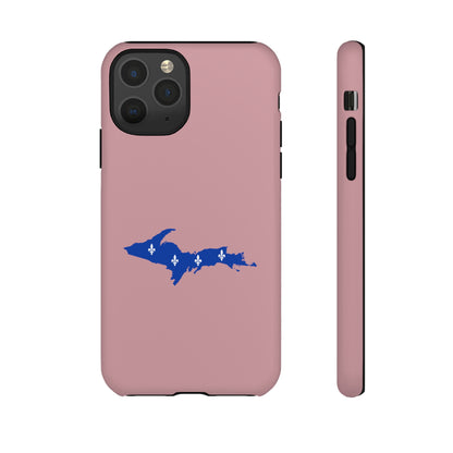 Michigan Upper Peninsula Tough Phone Case (Cherry Blossom Pink w/ UP Quebec Flag Outline) | Apple iPhone