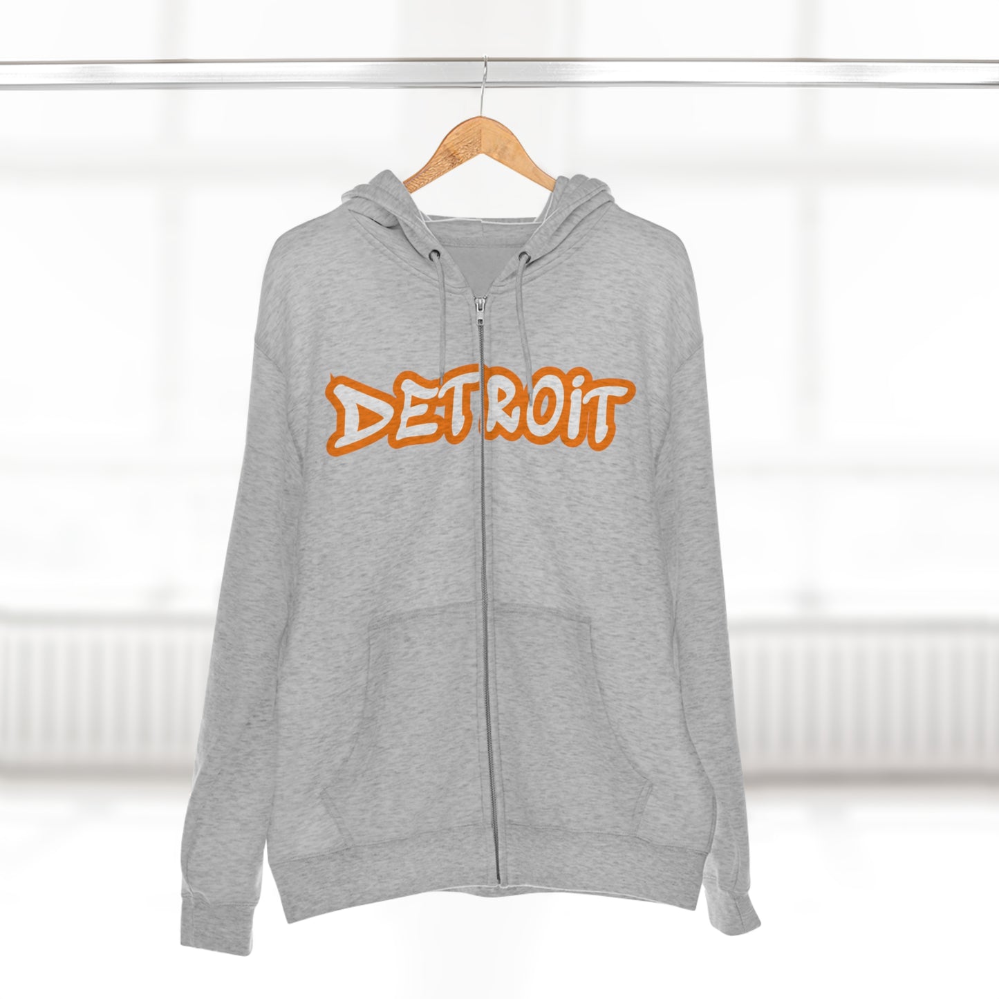 'Detroit' Hoodie (Orange Tag Font) | Unisex Full Zip