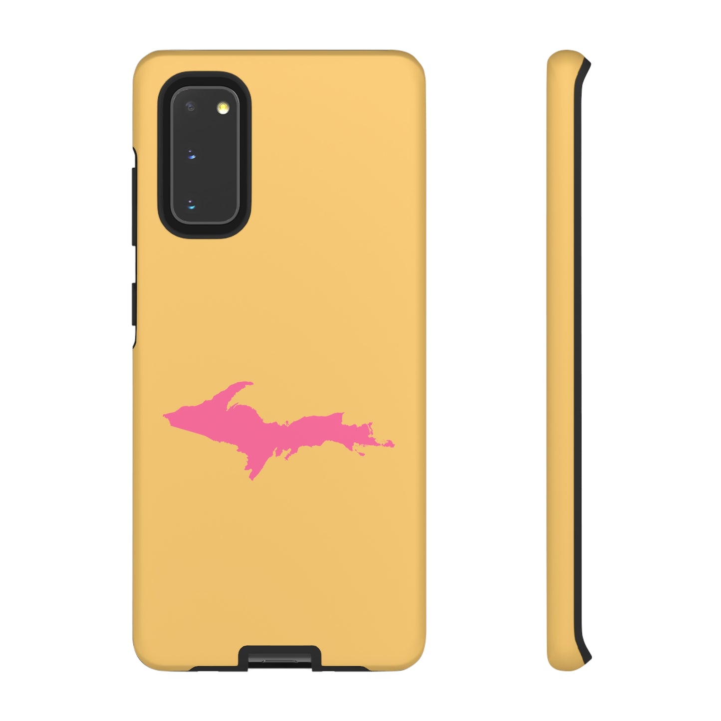 Michigan Upper Peninsula Tough Phone Case (Citrine w/ Pink UP Outline) | Samsung & Pixel Android