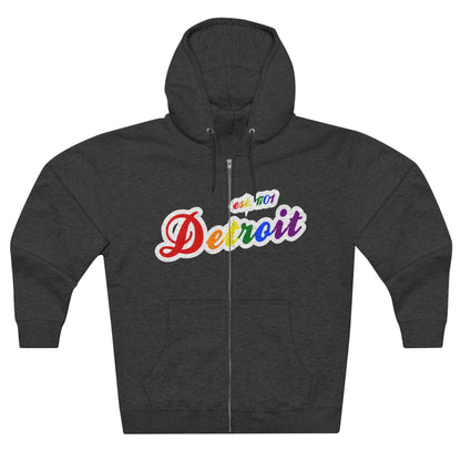 'Detroit EST 1701' Hoodie (Rainbow Pride Script Font) | Unisex Full Zip