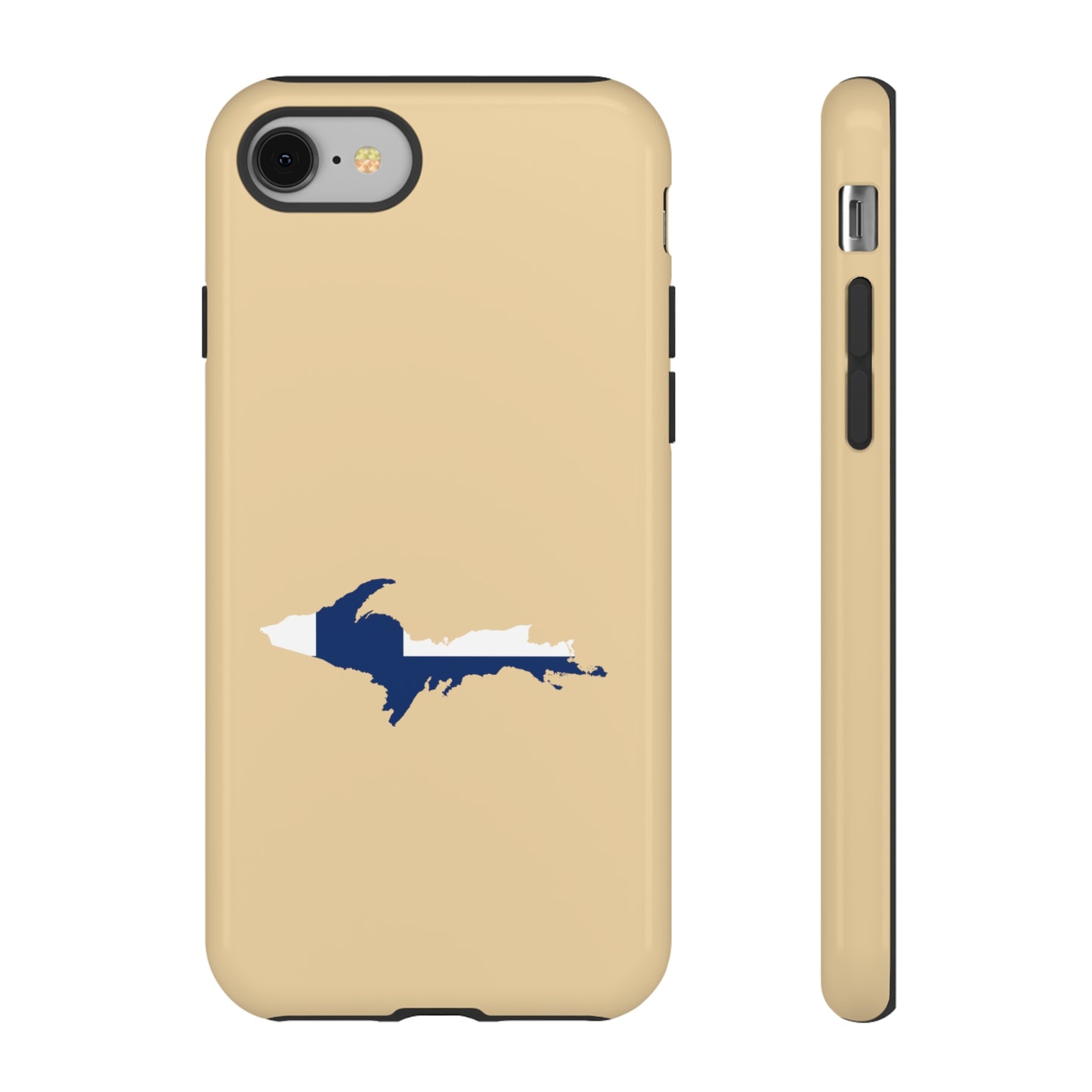 Michigan Upper Peninsula Tough Phone Case (Maple Color w/ UP Finland Flag Outline) | Apple iPhone