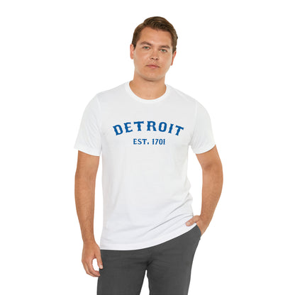 'Detroit EST. 1701' T-Shirt (Azure Ballpark Font) | Unisex Standard